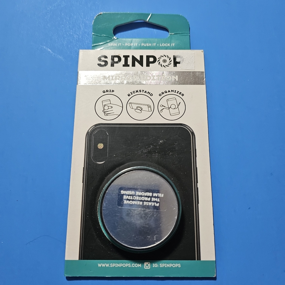 SpinPop: Pop-Up Phone Holder & Stand - SILVER MIRROR
